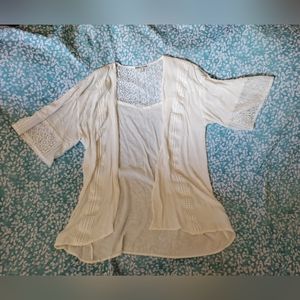 Short sleeve open front lace cardigan